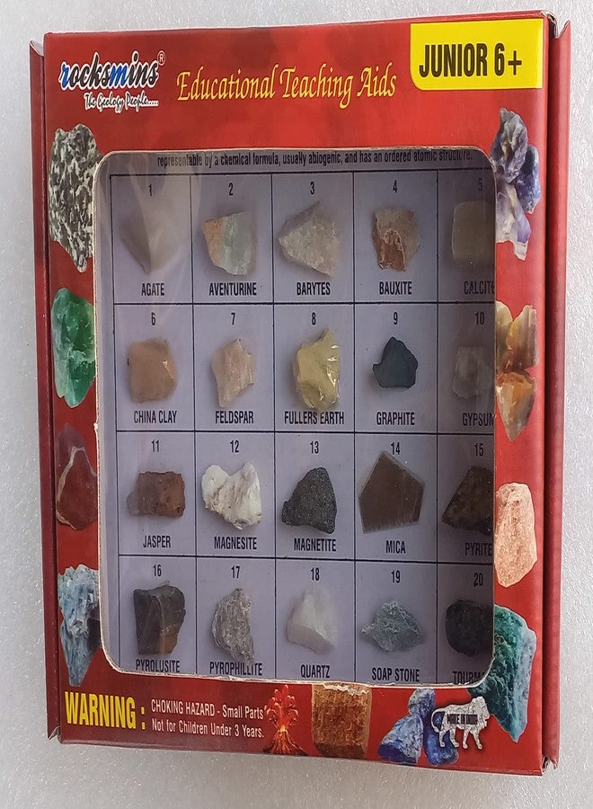 ROCKSMINS Collection Set of 20 Minerals School Education Mineral Samples Activity Geology Earth Science Stones Mineral Memory Great Educational STEM Toys for Kids Free Geology Crossword Activity Card - Image 4